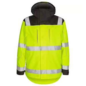Men's Hi Visibility Reflective Work <b>Jacket</b> Orange Safety Coat with <b>Silver</b> Stripes and Hooded Design - Product Image 4