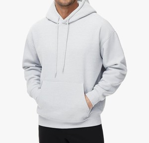 Sudadera con Capucha Gris Claro para Hombre, Corte Regular, Algodón, Felpa, Informal, Color Sólido, con Bolsillos, para Otoño - Product Image 6