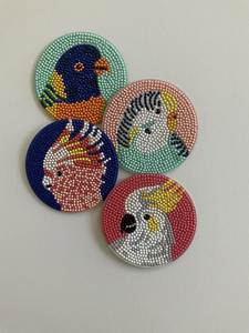 Premium Glass Beaded Coaster Set Handmade Multicolor Mats for Dining <b>Table</b> Decoration At Best Price - Product Image 3