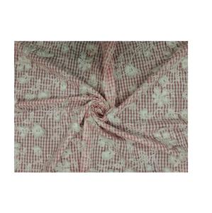 Hot Sale Woven Girls <b>Pink</b> and White 100% Cotton <b>Fabric</b> with 3D Applique Embroidery Gingham Check Pattern Available at Good Price - Product Image 1
