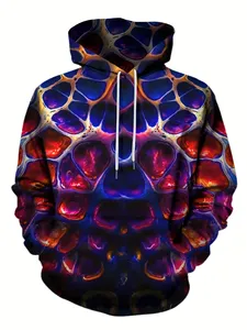 Men's Hooded Sweatshirt Psychedelic Print Long Sleeve Casual Autumn Wear Sublimation Printed Regular Fit - Product Image 2