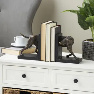 Modern Aluminum Vertical Dog Sculpture Bookends Set 2 <b>Metal</b> Handicraft Artistic Animal Figure Foldable Tabletop Display for - Product Image 1