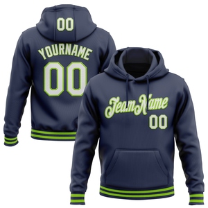 Sudadera con Capucha Deportiva Personalizada de Diseño Nuevo, Color Azul Marino, Blanco y Verde Neón, Venta al Por Mayor Directa de Fábrica - Product Image 1