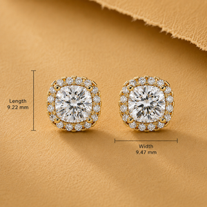 Luxury Jewelry 14K 18K Pure Gold Cushion cut Lab Grown Diamond 4.00 ctw IGI Certified Wedding Halo <b>Stud</b> Earrings for Women's - Product Image 1