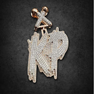 Collar de lujo con colgante de letra personalizada KP, con diamantes de moissanita, estilo hip hop, para hombre. - Product Image 5