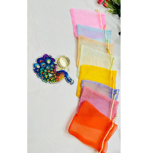 Juego de Diyas Festivos con Diseño de Pavo Real y Bolsas de Regalo de Organza Multicolor con Cordón para Regalos y Decoración al por Mayor - Product Image 4