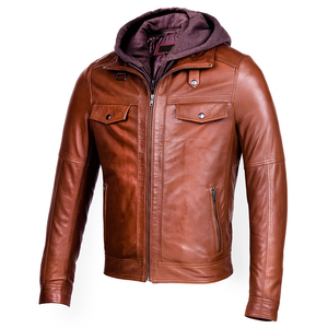 Sudaderas con capucha de cuero para hombre, ropa exterior elegante de invierno diseñada para el uso diario con comodidad y ajuste de cuero suave. - Product Image 6