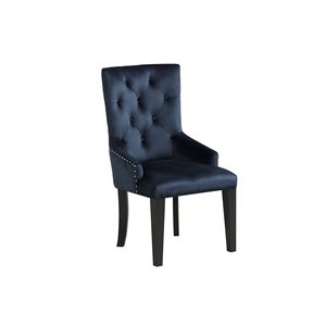 Sedia da Pranzo Varian II in Velluto Blu Scuro con Finitura Nera, Elegante Sedia Laterale - Product Image 1