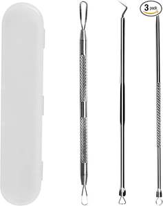 เครื่องมือกำจัดสิวหัวดำคุณภาพสูง แบบโค้ง ทำจากสแตนเลสอย่างดี สำหรับกำจัดสิวและรอยสิว - Product Image 1