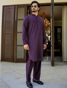 <b>Men's</b> Purple Cotton <b>Kurta</b> <b>Pajama</b> Set Regular Fit Ankle-Length Traditional Indian Pakistani Casual Wear All Seasons - Product Image 6