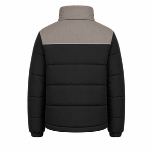 Chaqueta gruesa acolchada de poliéster para hombre, estilo urbano con bloques de color, ribete reflectante y cierre de cremallera, para invierno, venta al por mayor - Product Image 3