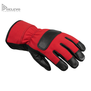 Guantes de Motocicleta Personalizados OEM de Lona y Cuero, Cuero Granulado Negro, Palma Reforzada, Protección Acolchada en los Nudillos, Puño Extendido para Mayor Seguridad - Product Image 2