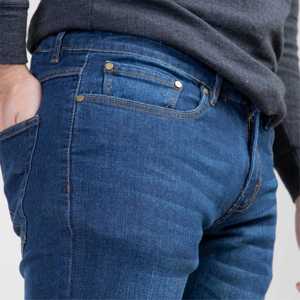 Los Mejores Jeans de Mezclilla Elásticos Ajustados de Color Azul Índigo para Hombre, Transpirables, al Por Mayor, Clásicos, de Mezcla de Algodón, a la Moda - Product Image 3