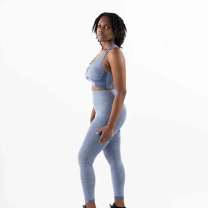 Women's Pink Seamless Yoga Set Racerback Crop <b>Top</b> High Waist Full Length Leggings Solid Color Spandex Polyester Activewear - Product Image 3
