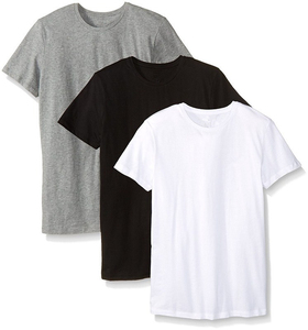 <b>Men's</b> 3 Pack Grey <b>Black</b> White Solid Crew Neck Short Sleeve T <b>Shirt</b> 100% Cotton Regular <b>Fit</b> - Product Image 4