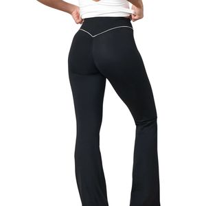 Black <b>Flared</b> <b>Legging</b> Women High Waist Contour Fit Yoga Pants Stretch Fitness Trousers Workout Activewear Performance Bottoms - Product Image 6