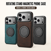 Funda de Teléfono a Prueba de Golpes con Soporte Magnético Giratorio, Personalizable OEM/ODM, Directo de Fábrica, de PU Agradable al Tacto, Compatible con la Serie Apple