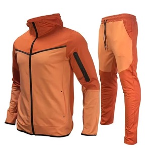 Men's Color Blocking Tracksuit Set Full-<b>Zip</b> <b>Hooded</b> Jacket and Pants Quick Dry Gym Running Sporty Style Regular Fit Autumn Wear - Product Image 4