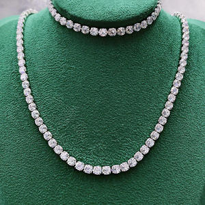 Collar de tenis con diamantes sintéticos de corte princesa cultivados en laboratorio para mujer, clásico, certificado IGI, color D, chapado en oro, regalo de boda, fiesta - Product Image 1