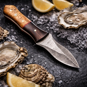 Couteau à huîtres SAZ ENTERPRISES, manche en bois, fait main, outil pour fruits de mer, écologique, compatible lave-vaisselle, haute qualité - Product Image 5