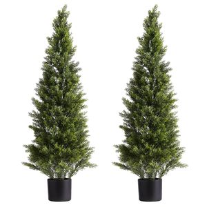 Juego de Árboles de Cedro Artificiales de 48 Pulgadas, Arbustos de Pino Artificiales para Decoración Interior y Exterior, Fácil Montaje, Árbol de Seda Artificial - Product Image 1