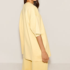 T-shirt oversize en polaire à manches courtes pour femme, col rond, séchage rapide, respirant, imprimé numérique, motifs unis, effet délavé, été - Product Image 4