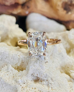 4.00 CT Elongated Cushion Cut Diamond Rhodium Plated Luxury Engagement & Anniversary <b>Ring</b> for Party Occasions - Product Image 1