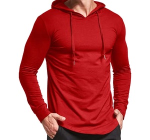 Sudadera con Capucha para Hombre, Manga Larga, Fácil de Usar, Color Rojo Sólido, Tejido de Punto, 100% Algodón, Felpa, 300g, Transpirable, Informal, para Otoño - Product Image 1