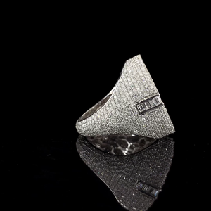 Anillo de Plata de Ley 925 con Moissanita y Diamantes, Corte Baguette, Estilo Hip Hop, Engaste Hecho a Mano, para Hombre, Uso Diario - Product Image 2