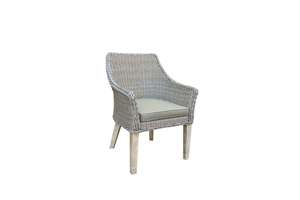PINE Garden Patio Dining Set with Wicker Chairs and Brushed Wooden <b>Table</b> - Product Image 4
