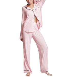 Ensemble de pyjama long en coton personnalisé pour femme, vêtements de détente et d'intérieur, pyjama en modal et bambou 2026 - Product Image 1