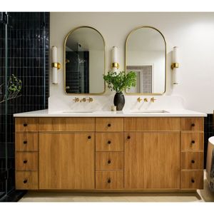 Meuble-lavabo de salle de bain JY Project personnalisé, moderne, RTA, éclairé, en panneaux de particules de chêne, norme américaine, petites unités, pour chambre commerciale - Product Image 6