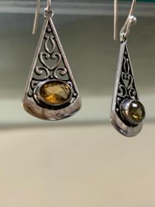 Boucles d'oreilles pendantes en argent allemand avec pierres précieuses, style féminin, faites à la main, pierre de naissance, tendance, pour femme, cadeau de fête, vente en gros - Product Image 1