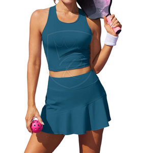 Women Tennis Skirt <b>Set</b> High Waist Pleated Skirt With Matching Sports Top Outfit Breathable Women Tennis Skirt <b>Set</b> - Product Image 2