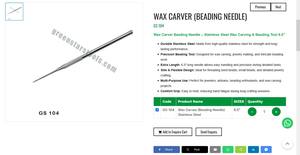 Aguja para Tallar Cera y Abalorios de Acero Inoxidable de 6.5 Pulgadas, Herramienta de Precisión para Joyería y Tallado de Cera |   N.° de artículo GS-104 - Product Image 3