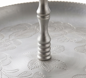 Premium Three <b>Tier</b> Metal <b>Cake</b> Stand With Engraved Design Reusable Multi Layer Serving Tray For Party Wedding Birthday Decor - Product Image 2