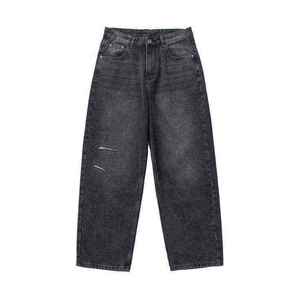 Custom Logo Streetwear <b>Jeans</b> <b>Men's</b> Straight Boys Loose Fit Baggy Wide Leg Eco-Friendly Stonewashed Oversized Winter Autumn pants - Product Image 2