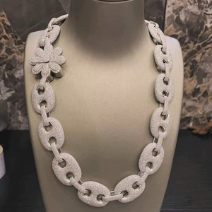 ZAWO HOUSE Collier de luxe en argent 925 plaqué rhodium avec chaîne à maillons en forme de fleur en strass de cristal pour fête unisexe - Product Image 4