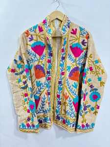 Velvet Suzani Fabric <b>Jacket</b> Floral Embroidery Unisex <b>Jacket</b> With Inside Cotton Lining <b>Hippie</b> Style Women's Party Wear Coat - Product Image 2