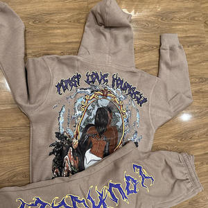 Conjunto de Sudadera con Capucha Térmica de Forro Polar Personalizable con Estampado Invernal y Pantalones Deportivos para Hombre - Product Image 5