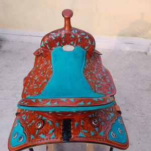 Silla de Montar Premium Hecha a Mano |   Silla de montar western de cuero con diseño floral para carreras de barriles, totalmente tallada a mano |   Equipo de equitación |   2026 - Product Image 3