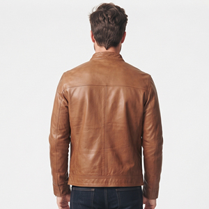 Veste en cuir véritable pour homme, style motard vintage, avec poche poitrine, décontractée et tendance, vente en gros - Product Image 2