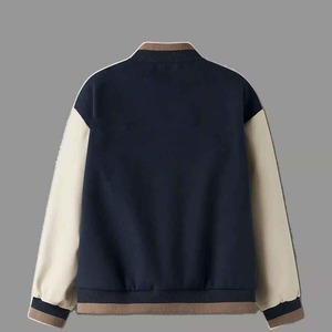 Blouson Bomber en Laine Noir pour Homme avec Manches en Cuir Personnalisées, Style Letterman, Vente en Gros OEM - Product Image 6