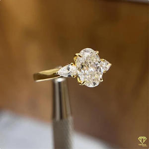 Bague de fiançailles et de mariage vintage à trois pierres en moissanite taillée, en argent sterling 925 plaqué or 14 carats, certifiée IGI, pour femme, cadeau - Product Image 6