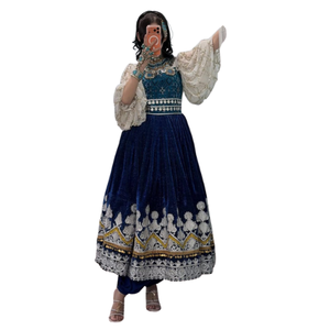 Vestido afgano Kuchi elegante de manga larga, cuello alto y silueta recta, estilo afgano de moda, para fiestas formales, para mujer. - Product Image 1