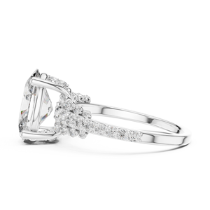 MINIMALIST 2CT Lab Grown Oval Cut Diamond <b>Ring</b> 0.5CT Side Stone <b>Set</b> 18KT White <b>Gold</b> Rhodium Plated Certified Luxury Engagement - Product Image 3
