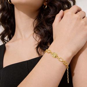 สร้อยข้อมือทองชุบไมโคร 14K 18K 24K ขายส่ง, เครื่องประดับแฟชั่นผู้หญิง, สร้อยข้อมือดีไซน์รูปทรงหกเหลี่ยมเรขาคณิต - Product Image 2