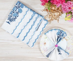 Serviettes en coton indiennes faites à la main de haute qualité, imprimées au bloc, modernes, brodées, 18x18, écologiques, réutilisables, carrées, lot de 6 pour la maison - Product Image 5