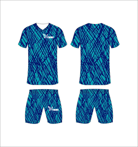 Ensemble de maillots de football personnalisés à motif bleu par sublimation pour hommes – Kits d'entraînement de football respirants, tenues de sport Dry Fit pour équipes, vente en gros - Product Image 1