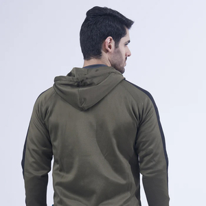 Men's Olive Green Hooded <b>Zip</b>-<b>Up</b> <b>Jacket</b> Regular Fit Casual Windproof Cotton Fleece Quick Dry Breathable Winter Wear - Product Image 3